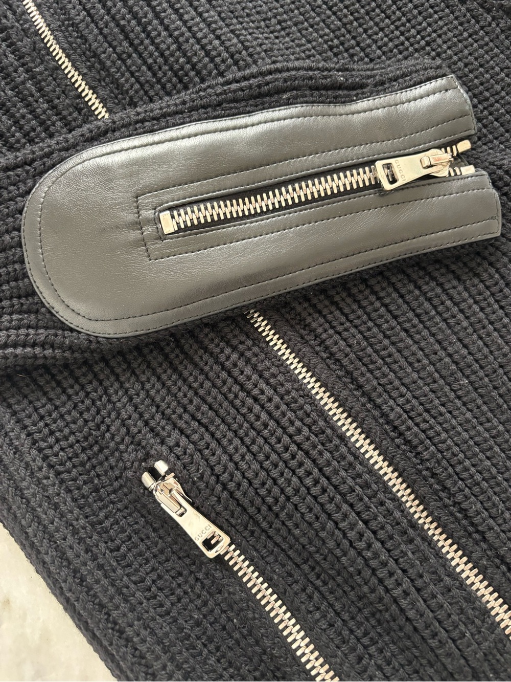 Gucci Black Zip Ribbed Sweater Jacket - Picture 3 of 8